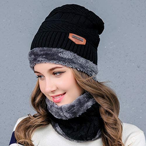 Unisex Beanie Wool Cap with Neck Warmer