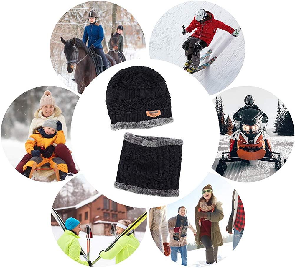 Unisex Beanie Wool Cap with Neck Warmer