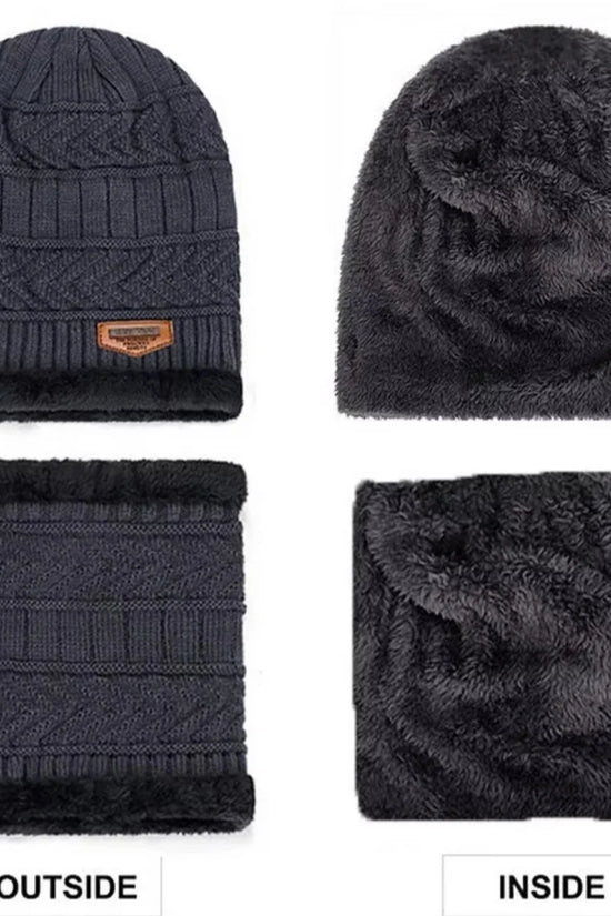 Unisex Beanie Wool Cap with Neck Warmer