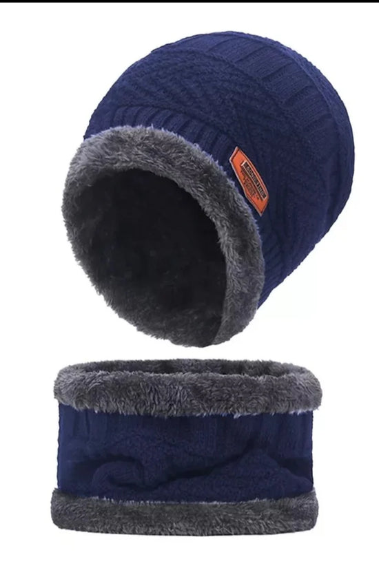 Unisex Beanie Wool Cap with Neck Warmer
