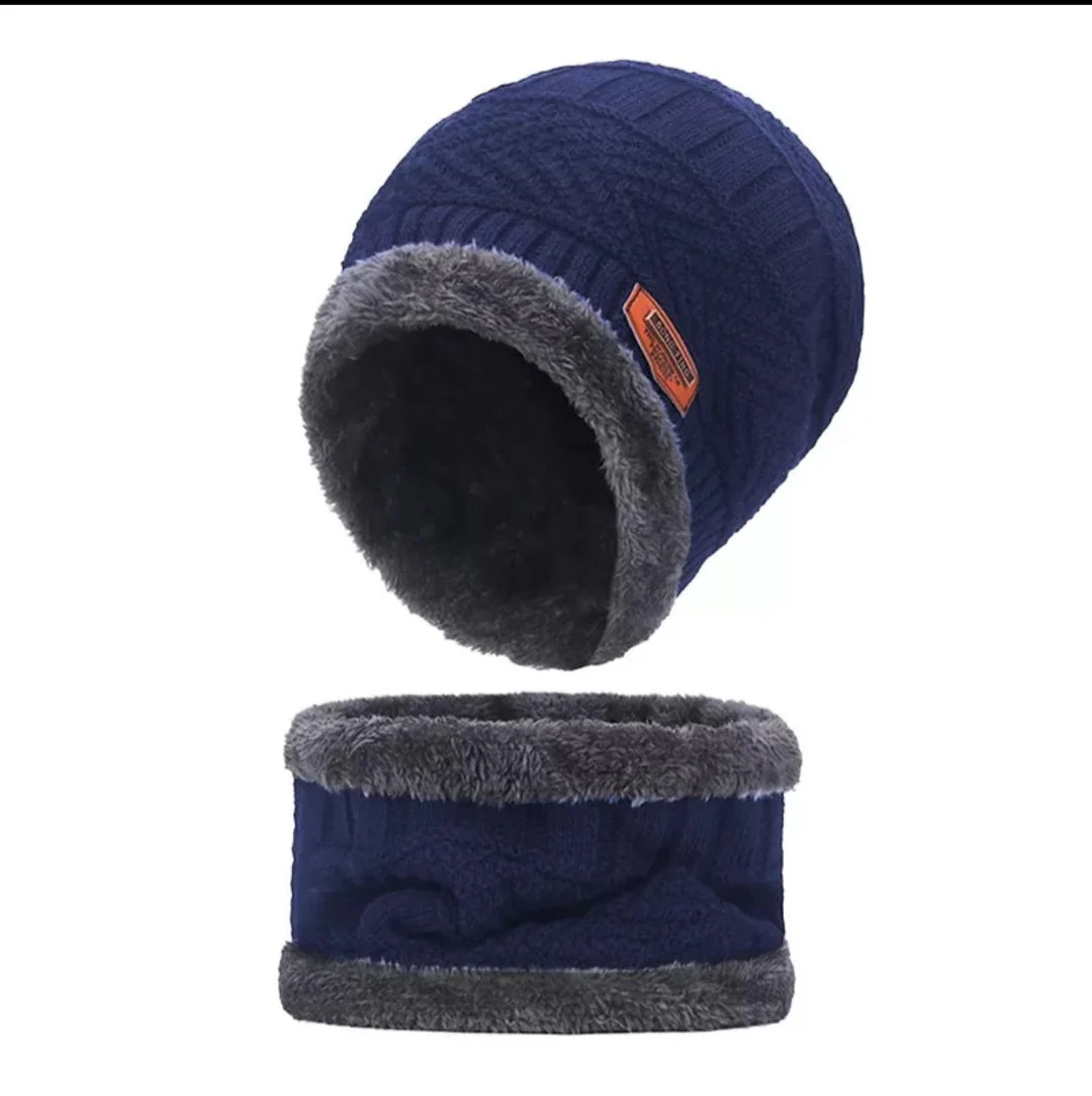 Unisex Beanie Wool Cap with Neck Warmer