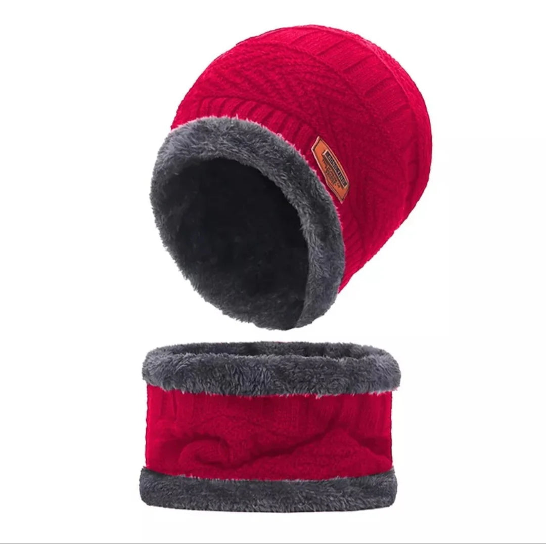 Unisex Beanie Wool Cap with Neck Warmer