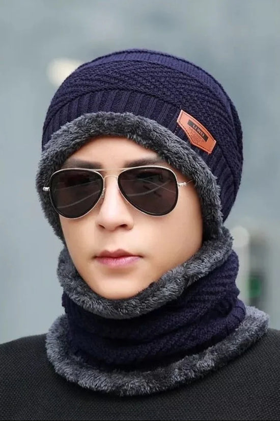 Unisex Beanie Wool Cap with Neck Warmer