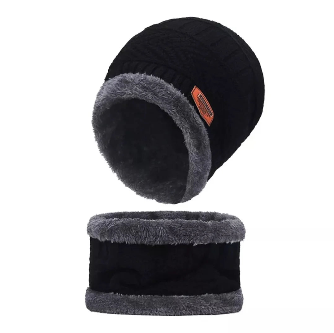 Unisex Beanie Wool Cap with Neck Warmer