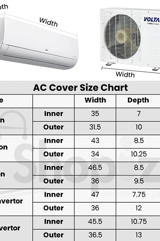 Parachute Fabric Dust & Waterproof Inner + Outer Ac Cover (Check Size Chart)